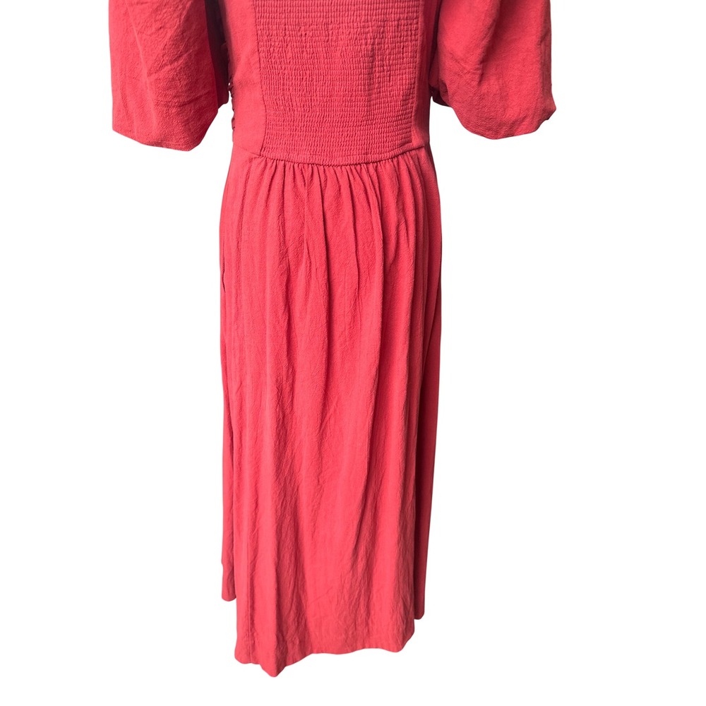 Bohme Puff Sleeve Boho Peasant Maxi Dress Size S Rust Cottagecore Basque Waist - Picture 8 of 11